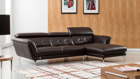 EK-L083 Dark Chocolate Italian Leather Sectional