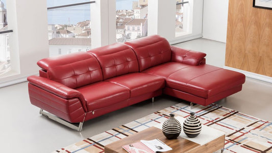 EK-L085 Red Italian Leather Sectional