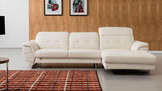 EK-L085 White Italian Leather Sectional