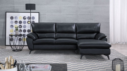EK-L153 Black Genuine Leather Sectional