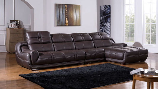 EK-L201 Dark Brown Genuine Leather Sectional