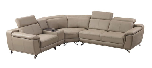 EK-L535R-DT Dark Tan Genuine Leather Sectional