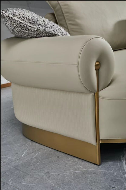 EK-LY1002 Top Grain Genuine Leather Sectional Sofa