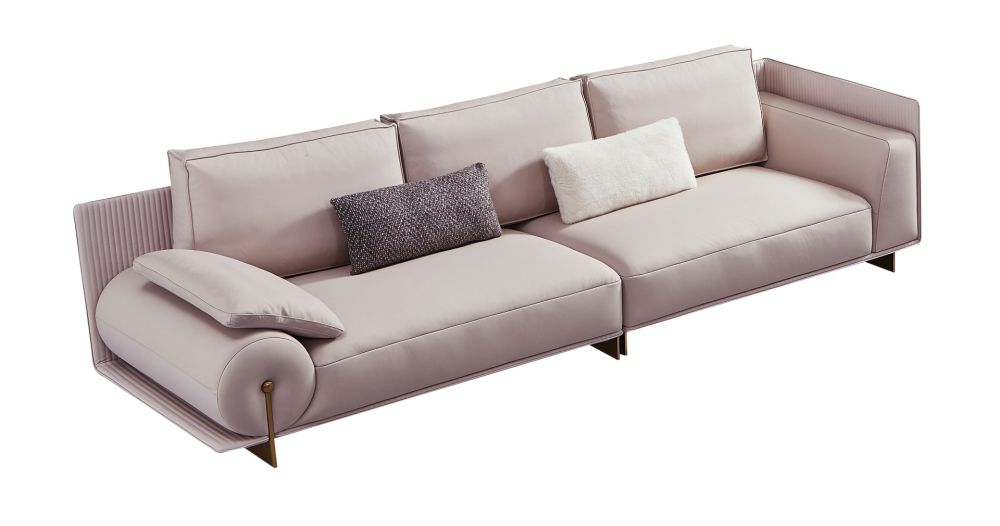 EK-Y1001 Pinkish Gray Top Grain Leather 2pc Sofa Set