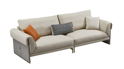 EK-Y1005 Light Gray Genuine Leather 2pc Sofa Set