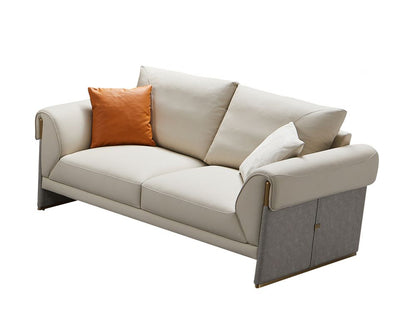 EK-Y1005 Light Gray Genuine Leather 2pc Sofa Set