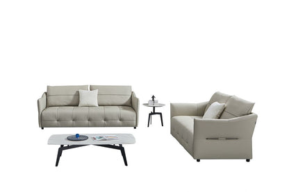 EK-Y1007 Light Gray Genuine Leather 2pc Sofa Set