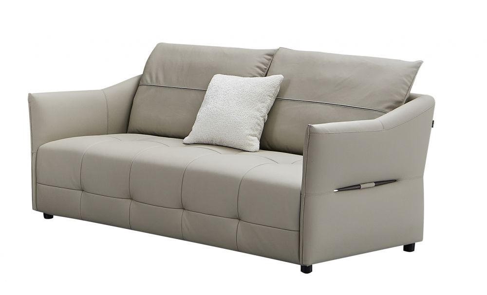 EK-Y1007 Light Gray Genuine Leather 2pc Sofa Set