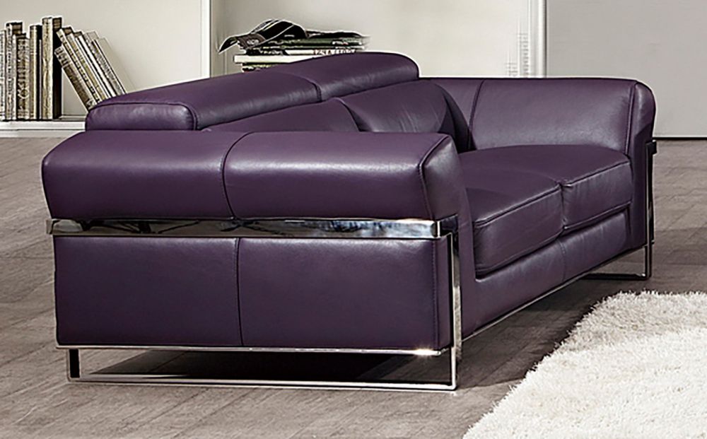 EK012 Purple Italian Full Leather 3pc Sofa Set
