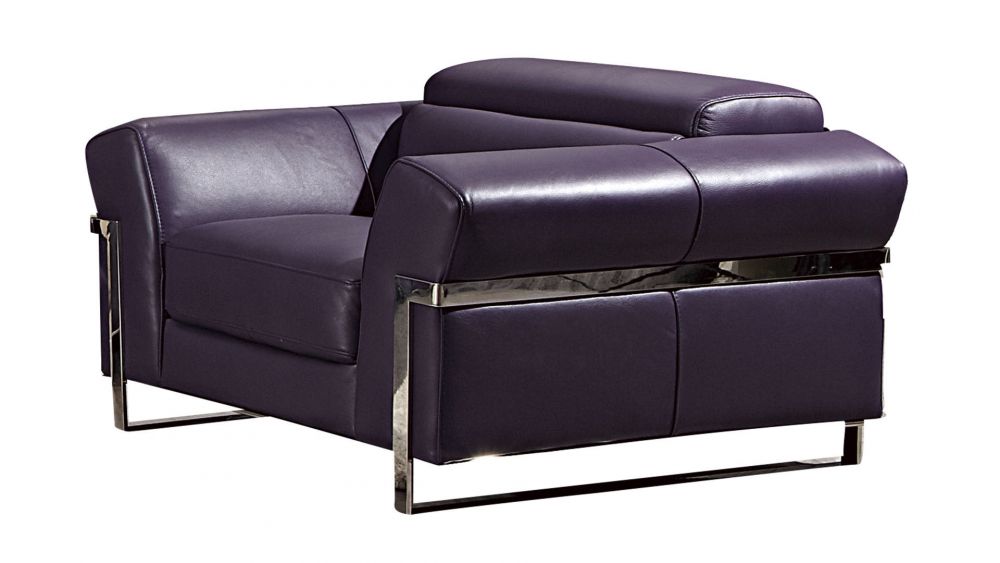 EK012 Purple Italian Full Leather 3pc Sofa Set