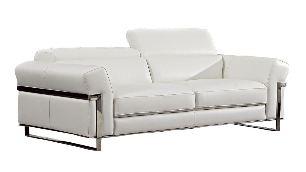EK012 White Italian Full Leather 3pc Sofa Set