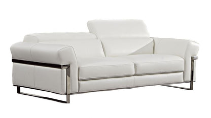 EK012 White Italian Full Leather 3pc Sofa Set