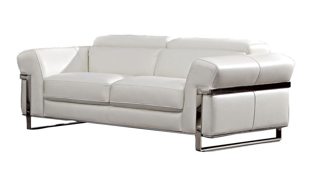 EK012 White Italian Full Leather 3pc Sofa Set