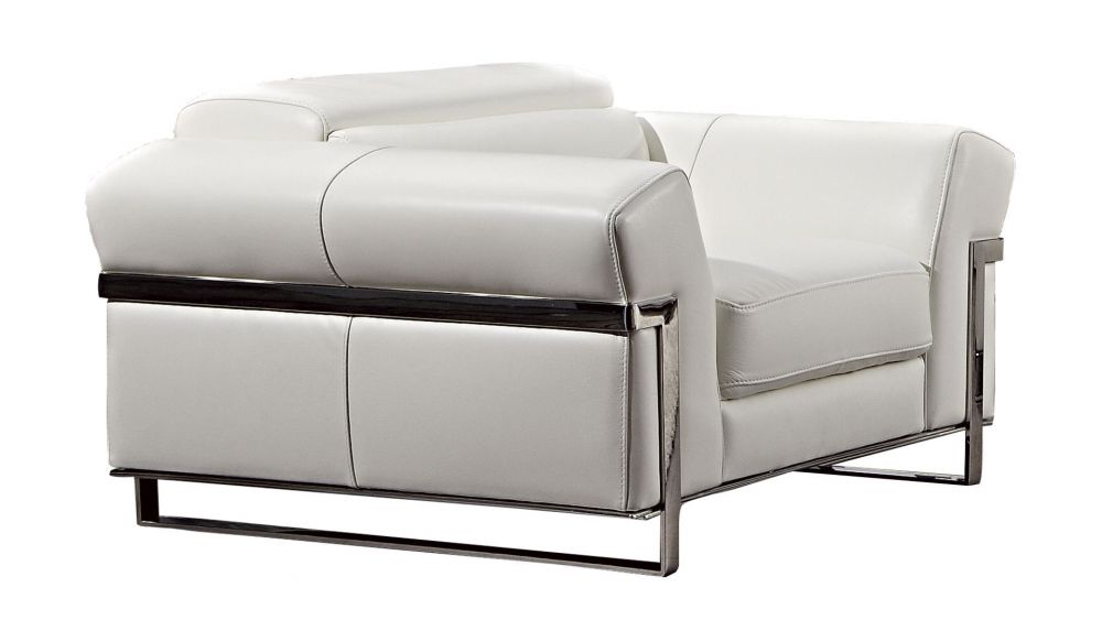 EK012 White Italian Full Leather 3pc Sofa Set