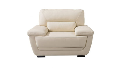 EK019 Cream Italian Leather 3pc Sofa Set