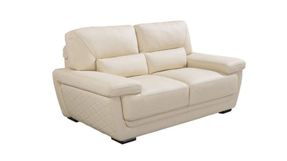 EK019 Cream Italian Leather 3pc Sofa Set