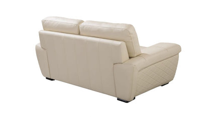 EK019 Cream Italian Leather 3pc Sofa Set