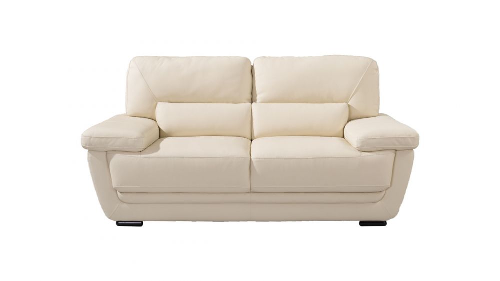EK019 Cream Italian Leather 3pc Sofa Set