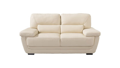 EK019 Cream Italian Leather 3pc Sofa Set