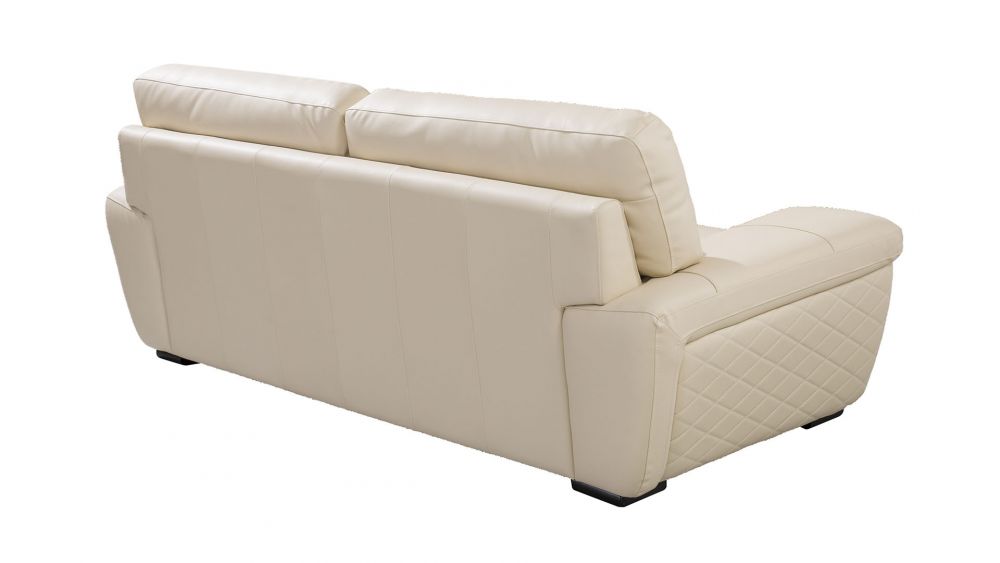 EK019 Cream Italian Leather 3pc Sofa Set