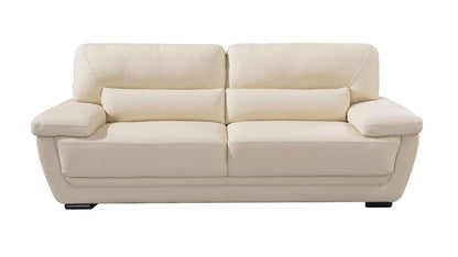 EK019 Cream Italian Leather 3pc Sofa Set
