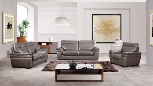 EK020 Taupe Italian Leather 3pc Sofa Set