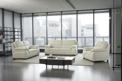 EK041 Ivory Italian Leather 3pc Sofa Set