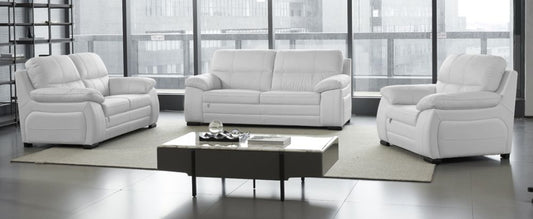 EK041 White Italian Leather 3pc Sofa Set