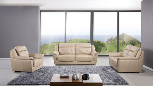 EK042 Tan Italian Leather 3pc Sofa Set