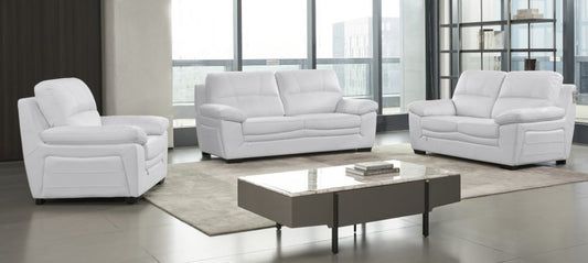 EK045 White Italian Leather 3pc Sofa Set