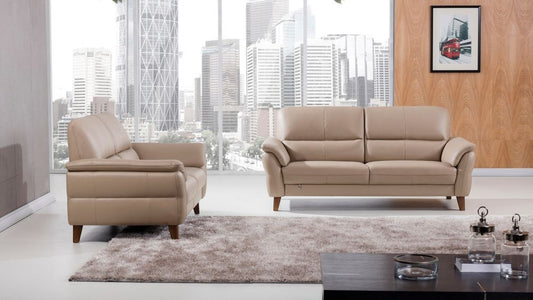 EK073 Tan Italian Leather 2pc Sofa Set