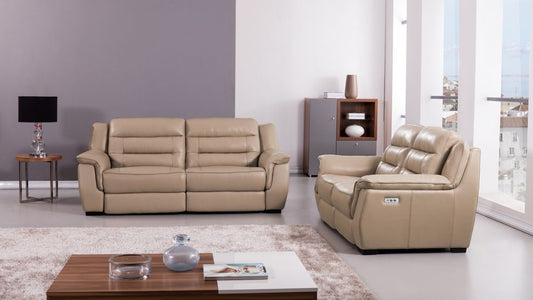 EK089 Tan Italian Leather Recliner 2pc Sofa Set