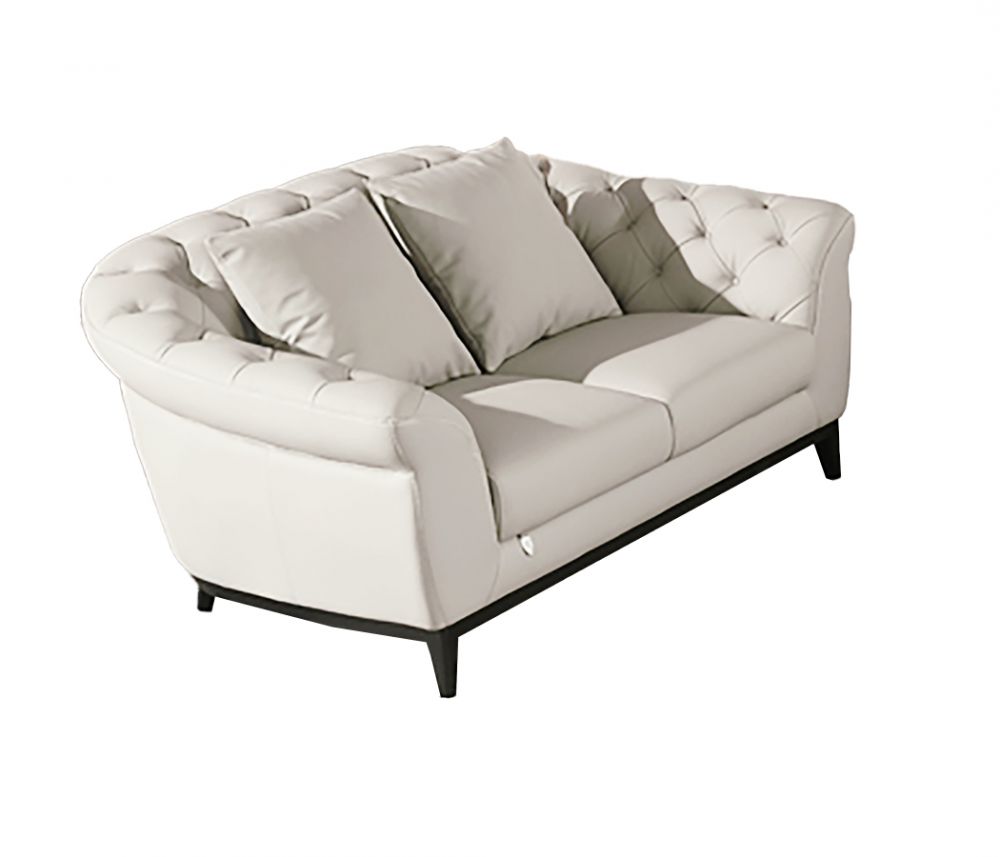 EK093 Light Gray Italian Leather 3pc Sofa Set