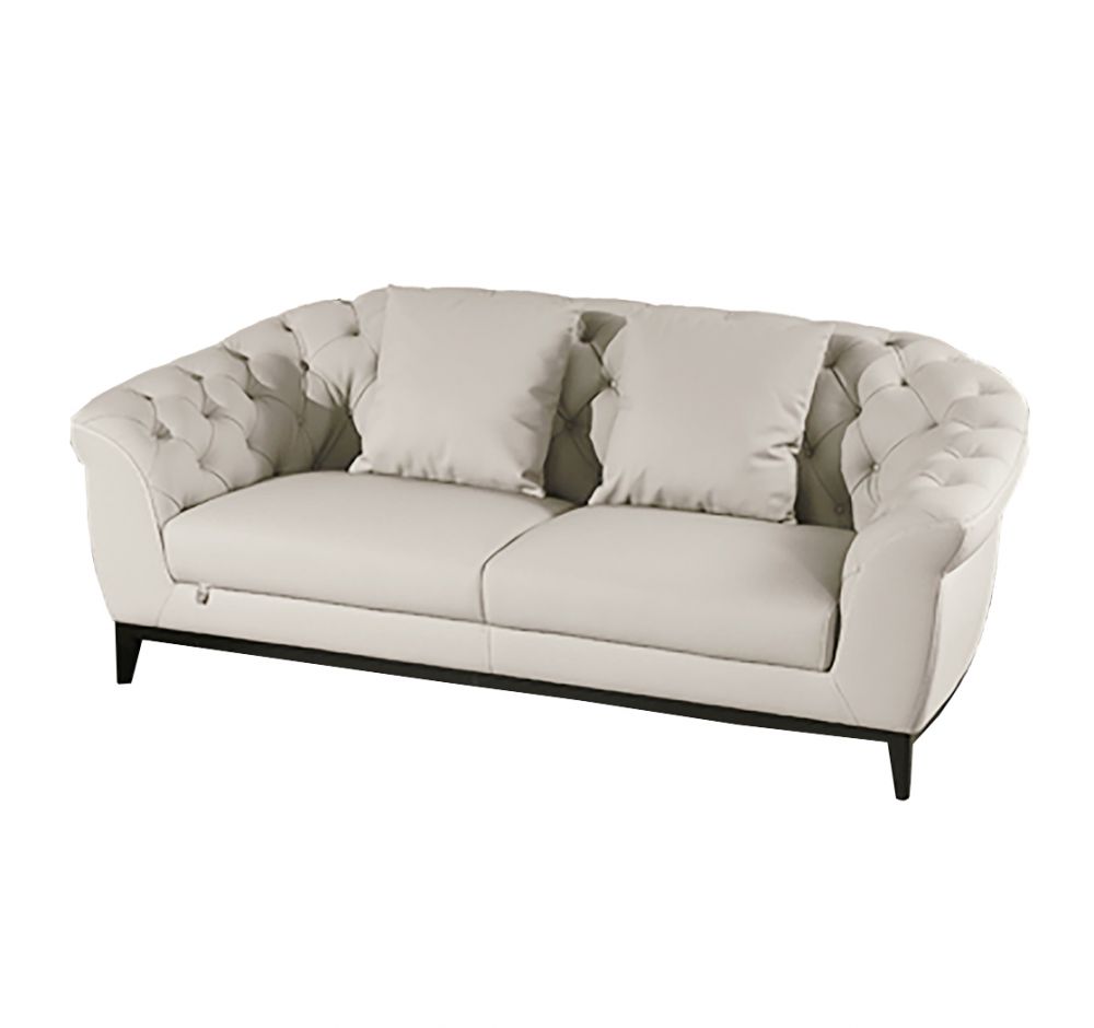 EK093 Light Gray Italian Leather 3pc Sofa Set