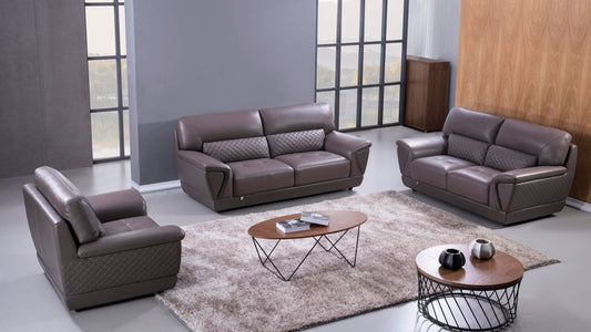 EK099 Dark Tan Italian Leather 3pc Sofa Set