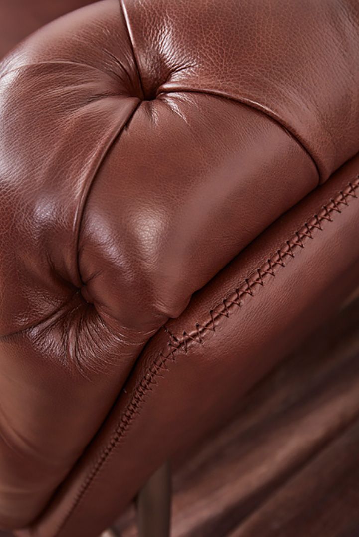 EK8009 Brown Full Leather 3pc Sofa Set