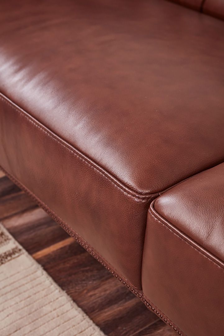 EK8009 Brown Full Leather 3pc Sofa Set