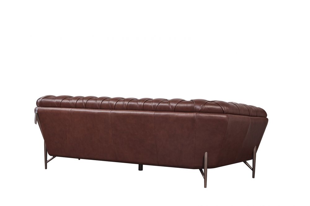 EK8009 Brown Full Leather 3pc Sofa Set