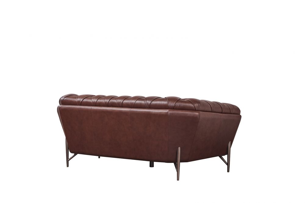 EK8009 Brown Full Leather 3pc Sofa Set