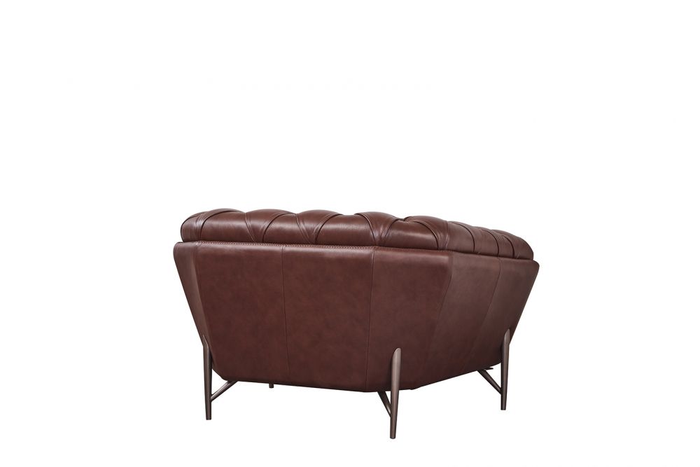 EK8009 Brown Full Leather 3pc Sofa Set