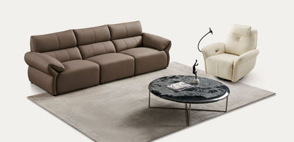 EK-D833 Dark Tan Extra Long Top Grain Leather Sofa