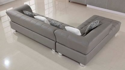 AE-L138 Gray Faux Leather Sectional 3pc Sofa