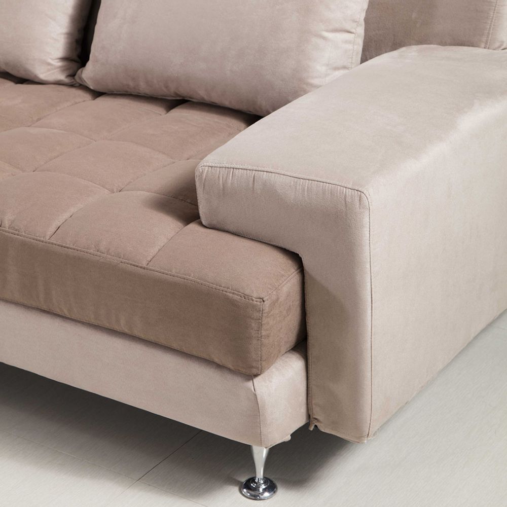 AE-L382 Light Brown Microfiber Sectional Sofa