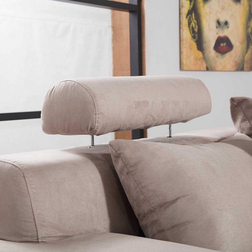 AE-L382 Light Brown Microfiber Sectional Sofa