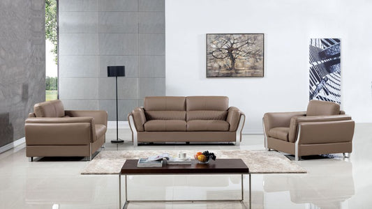 AE690 Taupe Microfiber Leather 3pc Sofa Set
