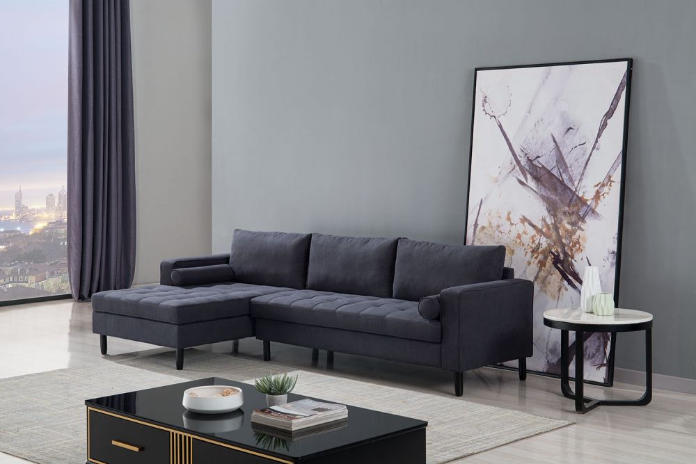 AE-LD826L Dark Gray Velvet Sectional Sofa