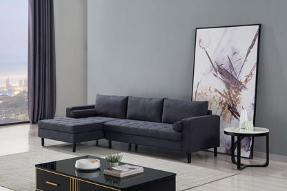 AE-LD826L Dark Gray Velvet Sectional Sofa