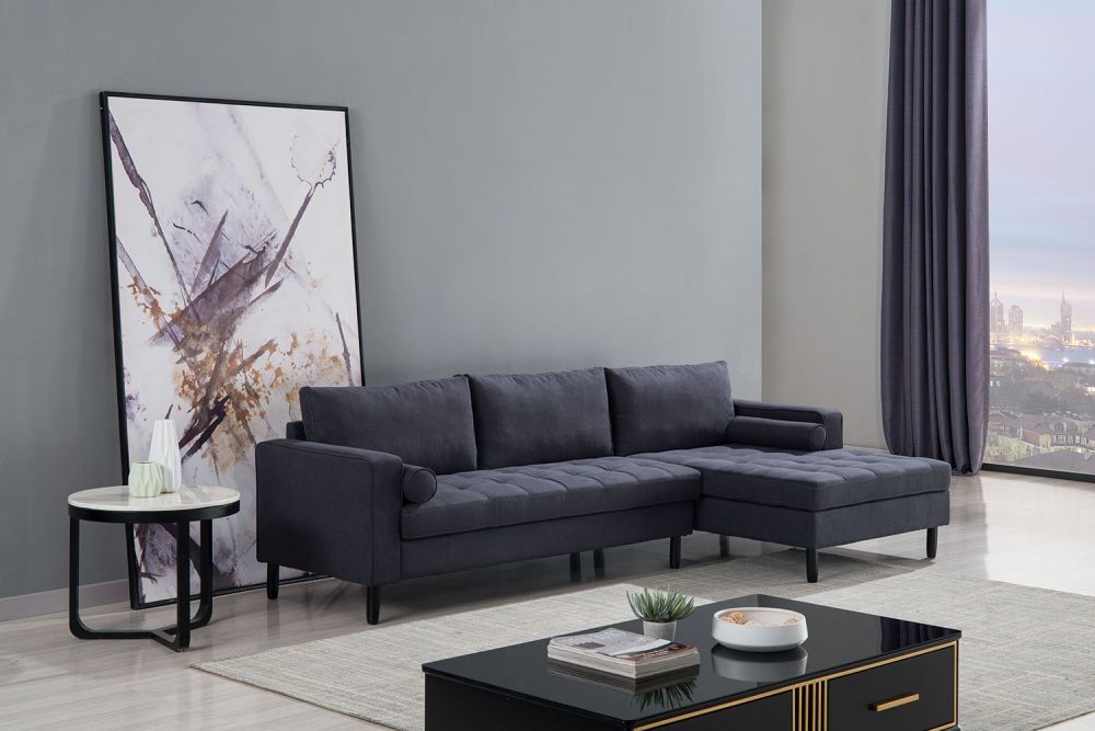 AE-LD826L Dark Gray Velvet Sectional Sofa