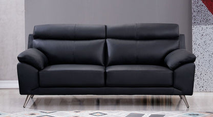EK528 Black Top Grain Leather 3pc Sofa Set
