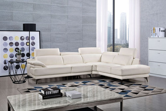 EK-L525L White Top Grain Leather Sectional